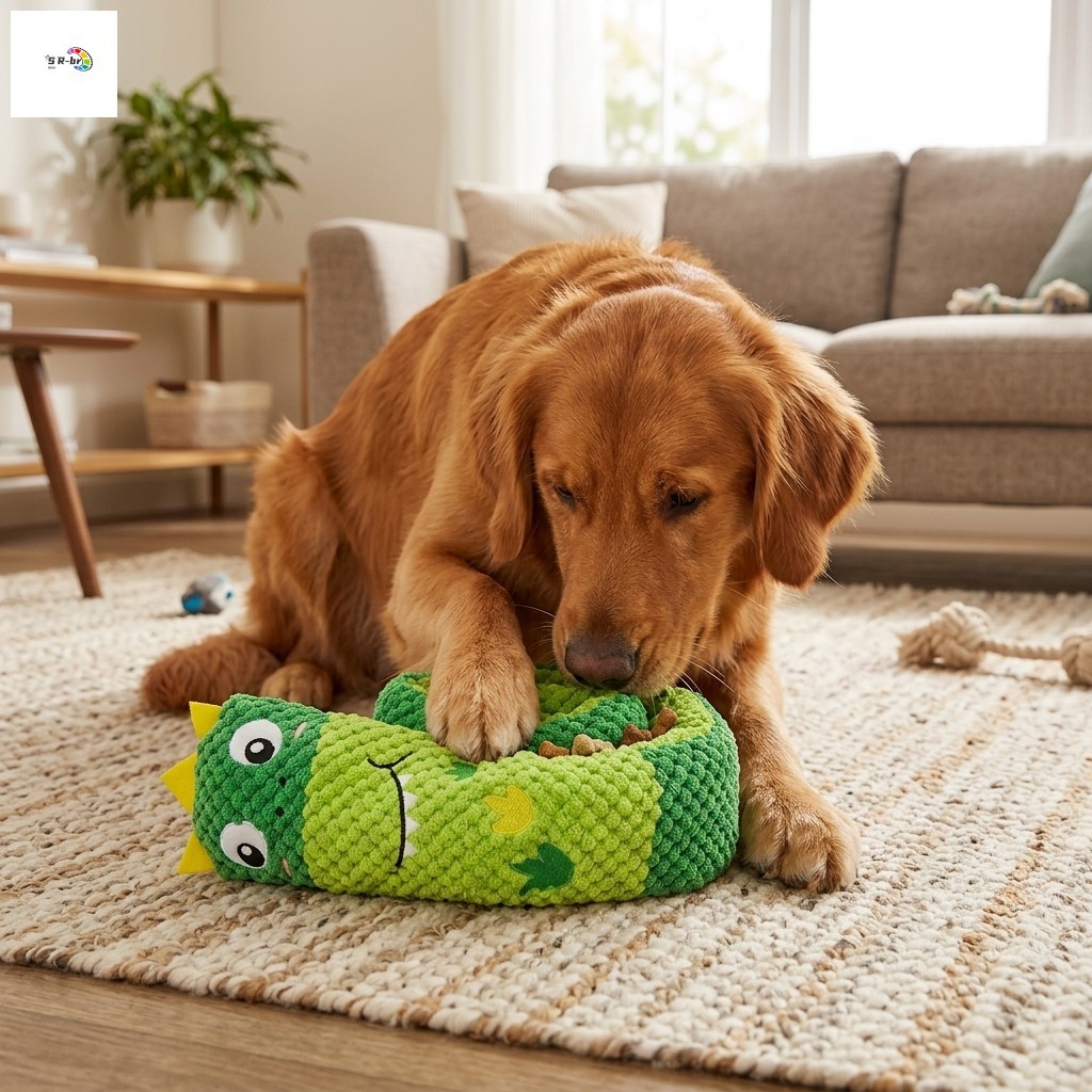 Grande Dinossauro Cão Brinquedo Squeaky Snuffle Alimentador Mastigar Quebra-Cabeça De Pelúcia Para Cães Pequenos E Médio