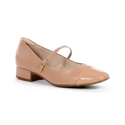 Sapatilha Moleca Com Salto Verniz Nude Rose - Feminino