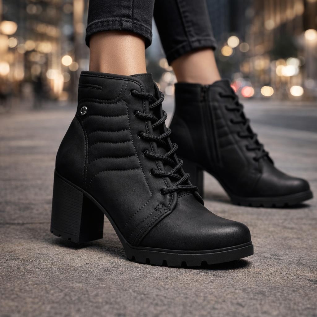 Bota Coturno Cano Curto Salto Médio Bloco Feminina Dakota