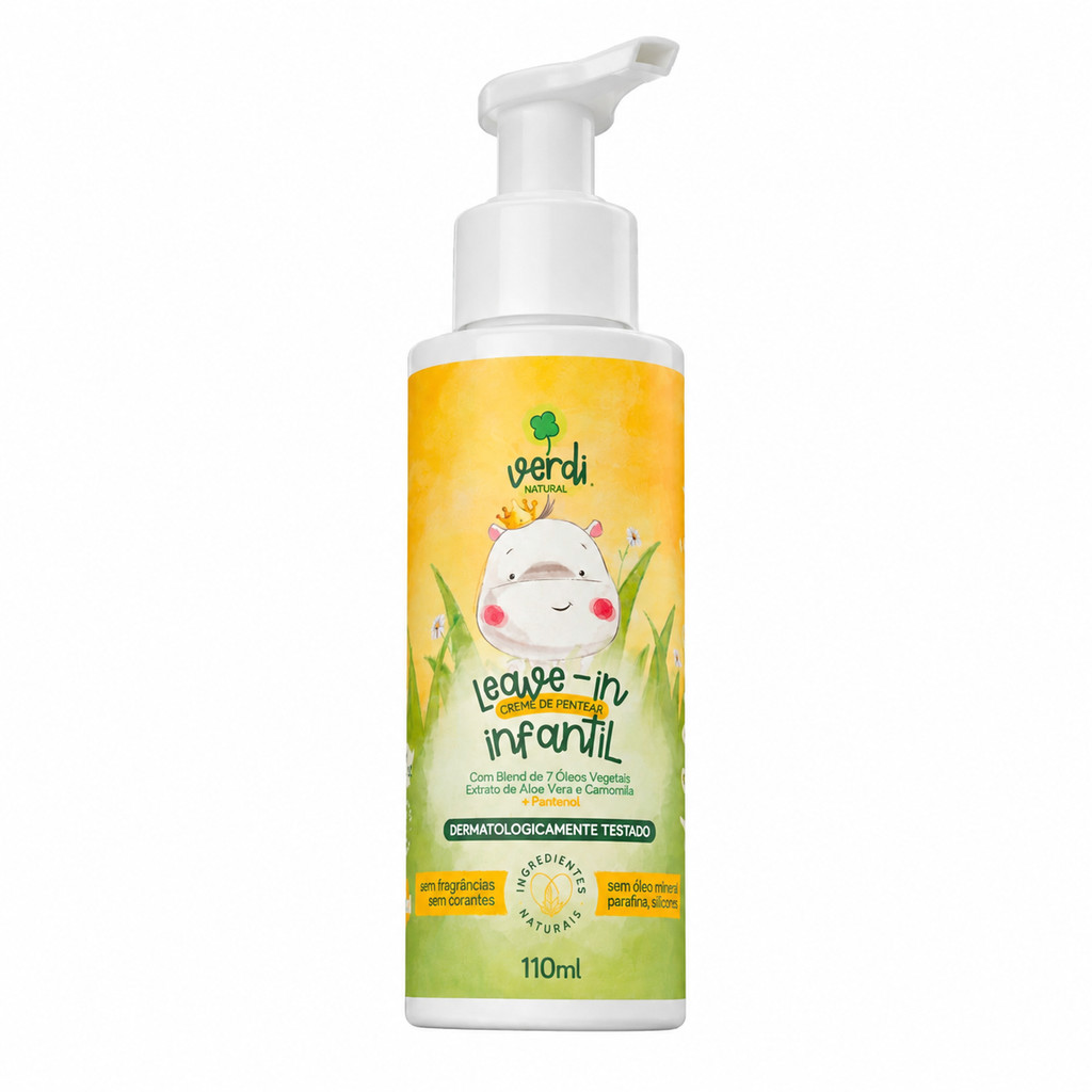 Leave In Creme de Pentear Infantil 100% Natural Blend de 7 Oleos essenciais e Extrato de Aloe Vera e Camomila Verdi