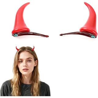Bicfuiot Chifres de Diabo para Halloween, Acessórios de Cabelo para Fantasia de Diabo, Tiara Feminina com Presilhas, Ver