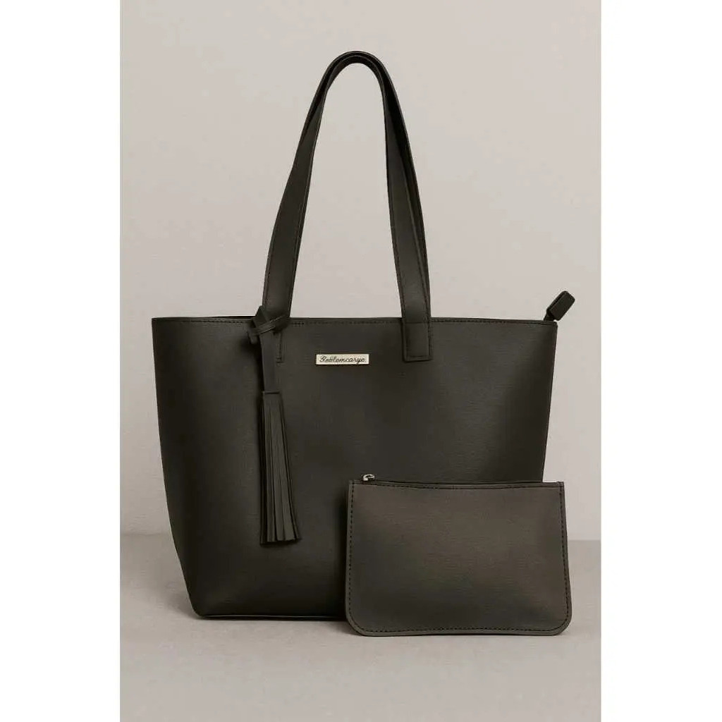 Kit Bolsa 2 Peça Sacola Feminina Em Sintético Com Alça Refor