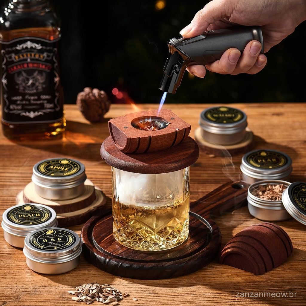 Defumador de Coquetéis, Defumador de Whisky, Conjunto de Barril de Madeira, Ferramentas de Bartender