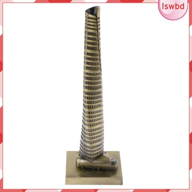 [Lswbd] Modelo De Metal Vintage De 15 Cm Torre De Xangai Estátua De Bronze Marcos Decoração De Casa