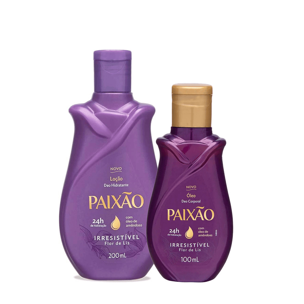 Kit Loção Hidratante Paixão Irresistível 200ml + Óleo Corporal Paixão 100ml