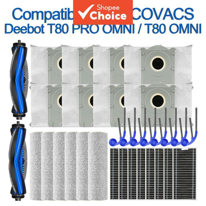 Compatível com Ecovacs Deebot T80 Omni T80 Pro Omni Escova Principal Escova Lateral Filtro Saco de Pó Pano de Limpeza