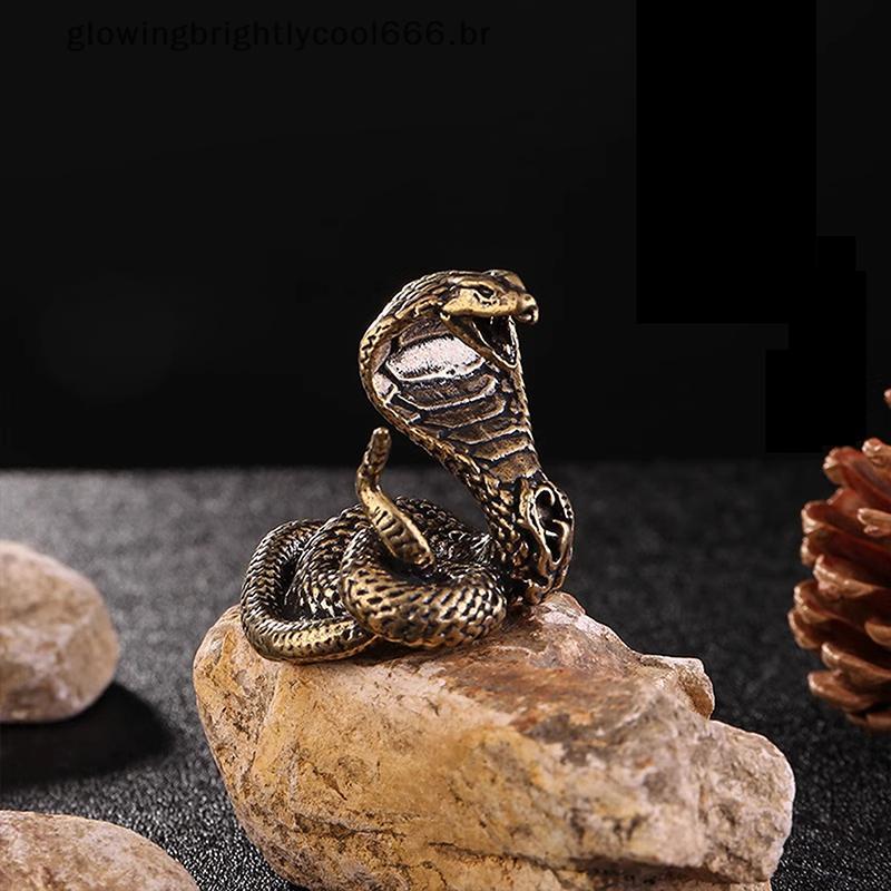 GLBR Cobre Latão Mini Cobra Antigo Bronze Decoração Estatuetas Para Interior Ornamento De Mesa Puro Miniaturas Estátua .