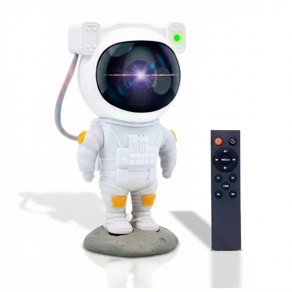 Projetor Astronauta Galaxia Luminaria Ceu Estrelado Led Luz Noturna Quarto Infantil Abajur Bivolt