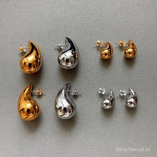 Brincos de metal grandes em formato de gota d'água, em ouro e prata, exagerados, populares na Europa e América, para mul