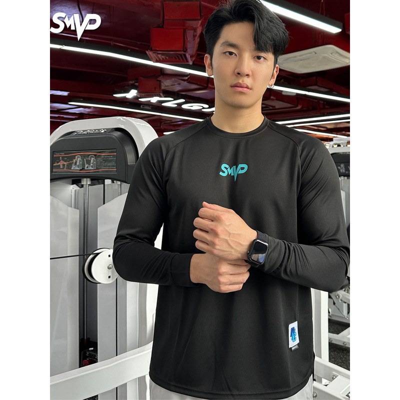 SMVP1.0 Roupas de secagem rápida de seda gelada Lazer ao ar livre Esportes Camiseta de manga comprida masculina com fend