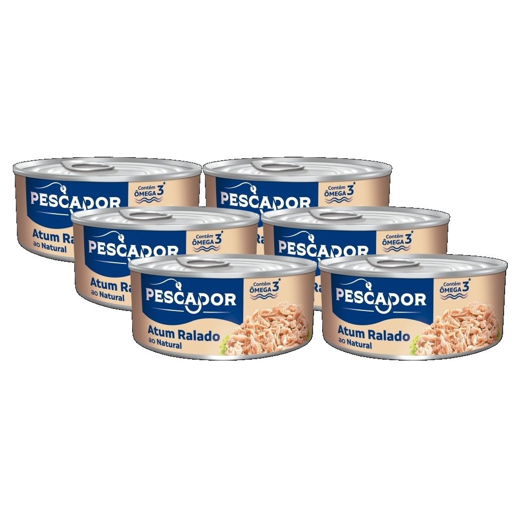 kit 6 ATUM CONSERVA PESCADOR RALADO NATURAL LATA 105G