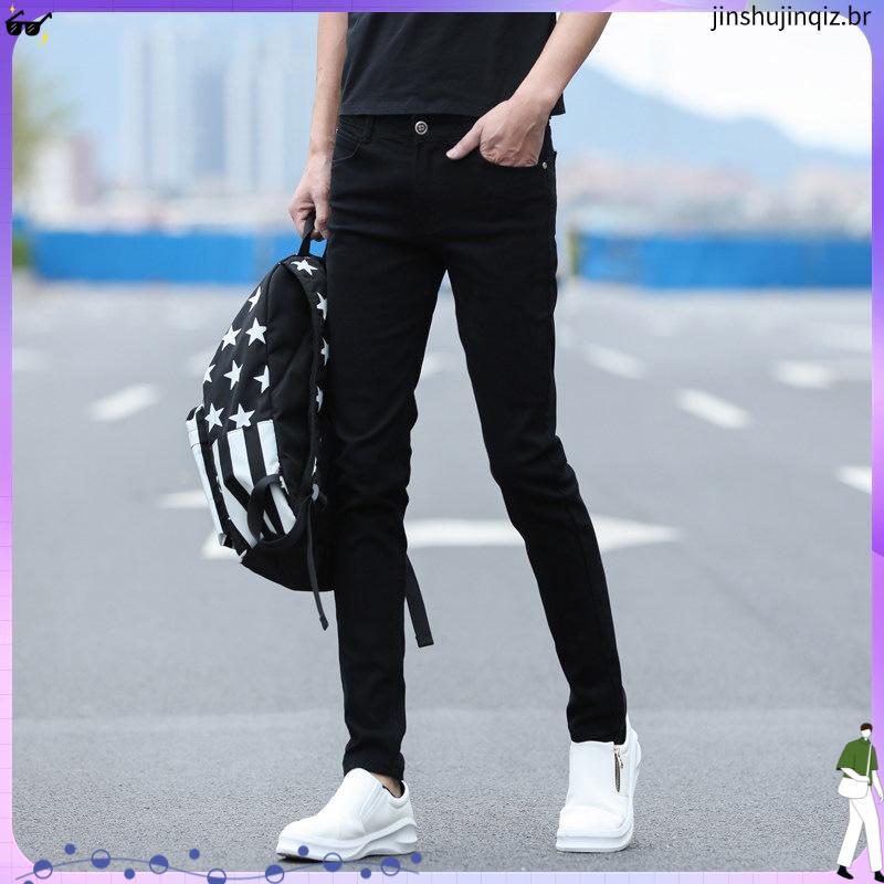 Calças vermelhas masculinas Jeans exclusivas cabeleireiro calças na moda calças masculinas finas dança casamento calças