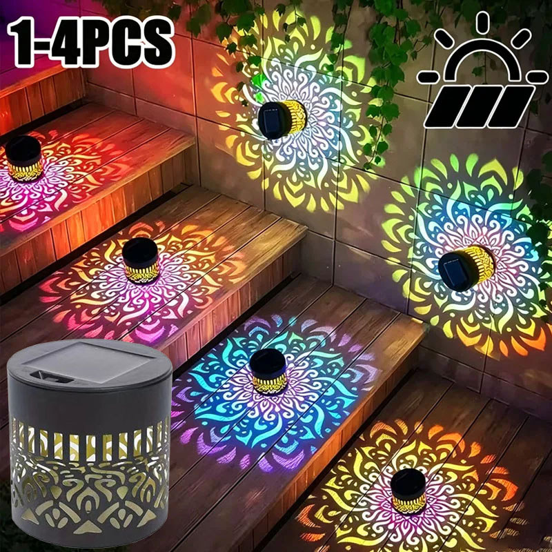 1/4 Pçs Solar Girassol Mandala Lanterna De Parede Ao Ar Livre À Prova Dwaterproof Água Luz Decorativa Para Jardim Cerca 