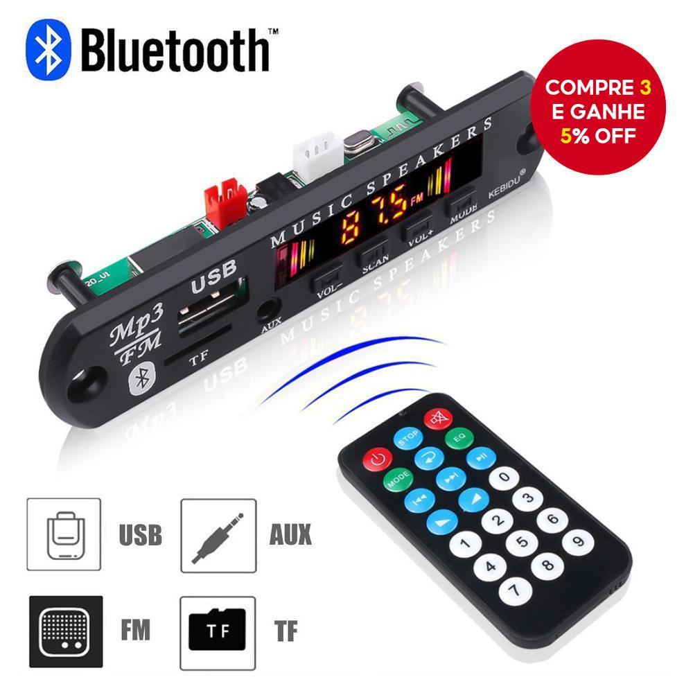 Placa MP3 Sem Fio Bluetooth 5.0 DC 9V 12V Suporte Para Reprodutor De Música WMA USB TF FM