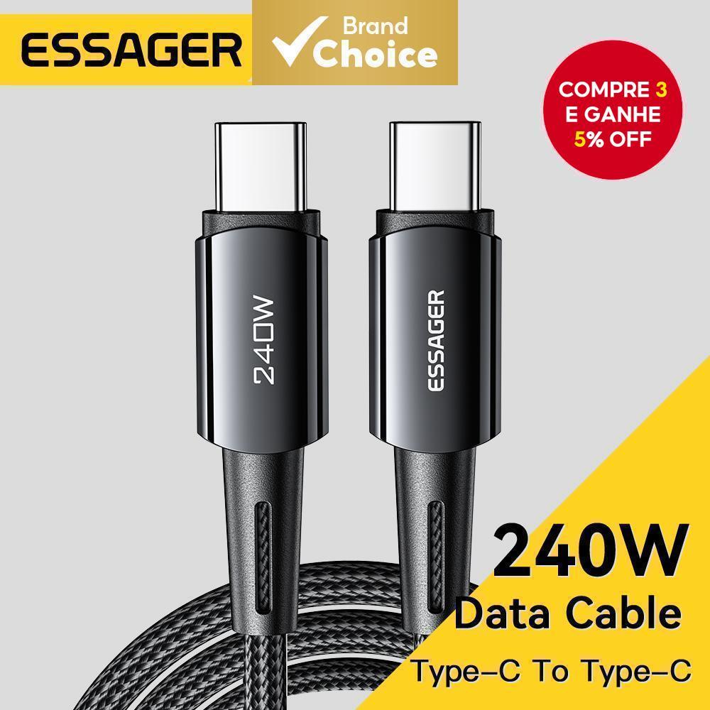 Essager 240W Carga Super Rápida Tipo-C 67W Cabo De USB 6A Para Xiaomi 12Pro Redmi K50 Note 11Pro Black Shark 5Pro