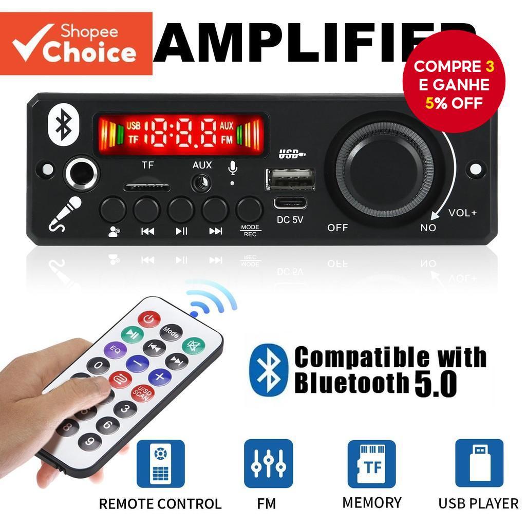 Amplificador 6W DC 5V MP3 WMA Bluetooth 5.0 Módulo De Áudio USB TF Rádio Receptor FM Sem Fio MP3 Player