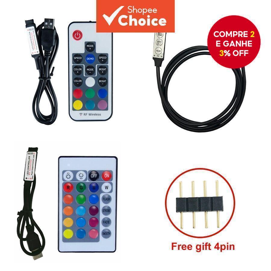 Fita Led RGB USB Controlador Remoto IR RF Bluetooth 17Key 24 Key 3528 5050 2835 5V
