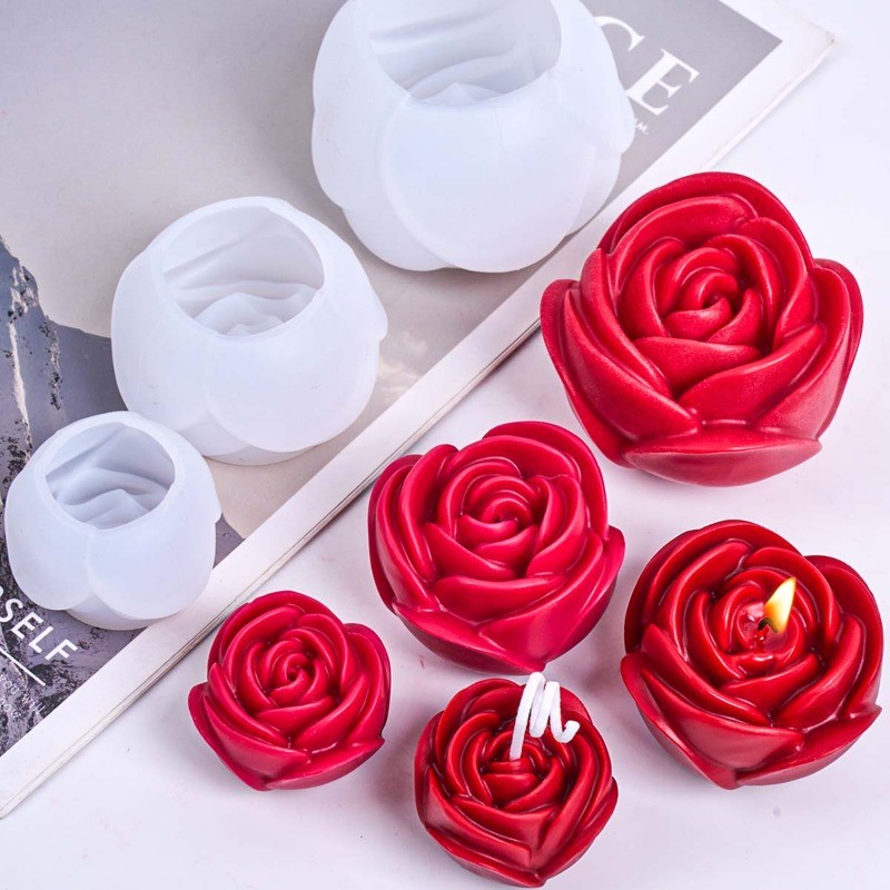 Dia Dos Namorados Rosa Silicone Vela Molde Para DIY Sabão Criativo Buquê Correspondência Artesanato Presente Conjunto