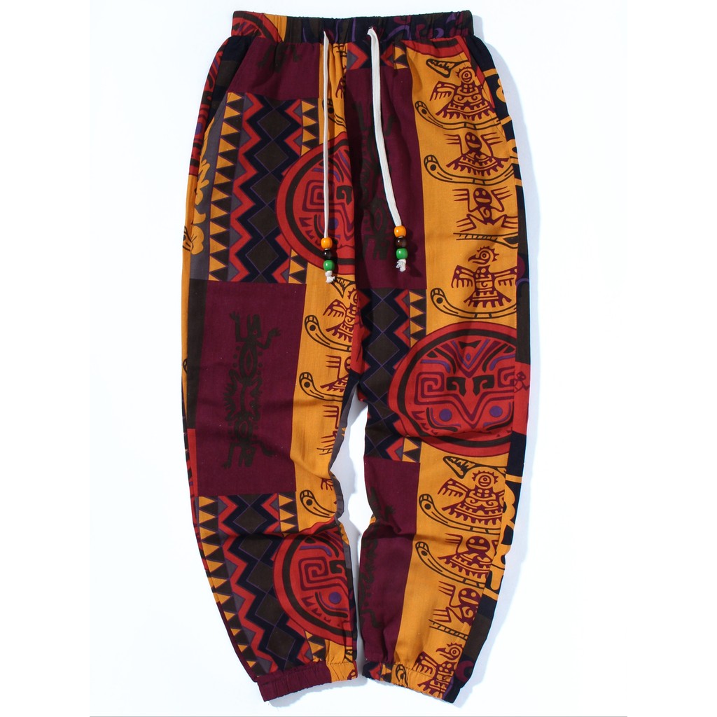 Calças Casuais Masculinas com Estampa Floral Vibrante - Corte Relaxado, Cintura com Cordão, Múltiplos Bolsos, Perfeitas