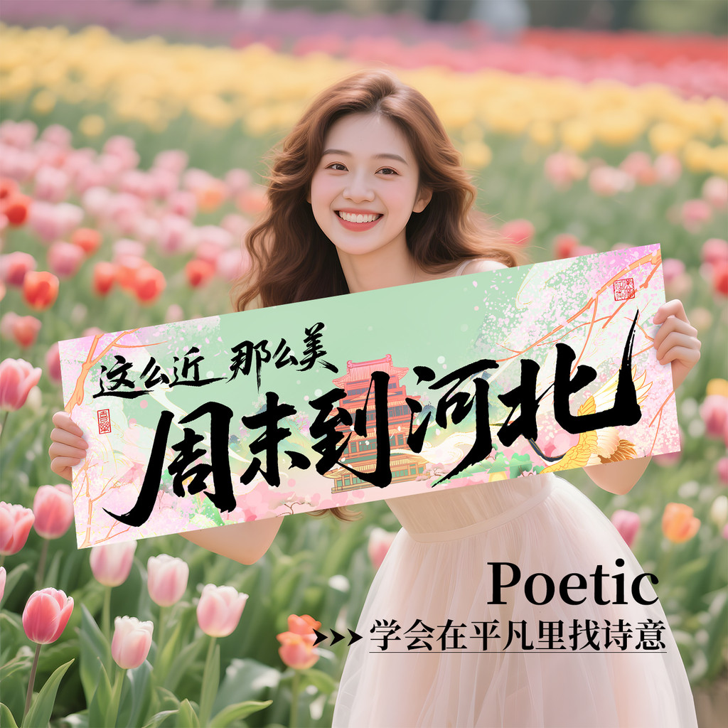 So perto tão bonito fim de semana para Hebei bandeira Slogan puxado à mão foto adereços mão Banner atmosfera viagem