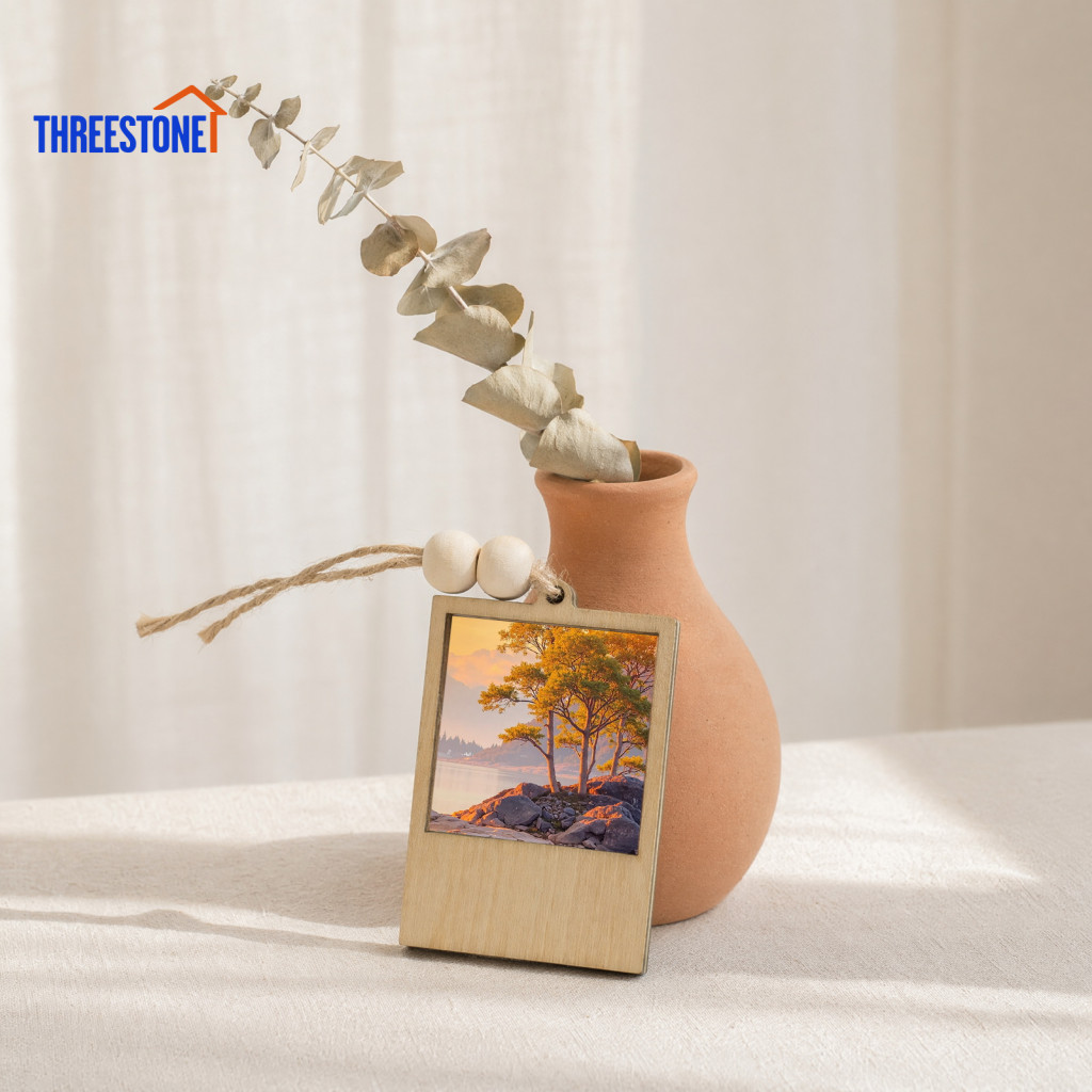 Custom Photo Pendant Natural Wood Wooden Frame Diy Sublimation Blank Picture with Hanging Rope Rustic Wall Decor Ornamen
