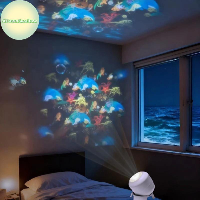 ADS LED Ocean Projector Light 360 Rotação Dinâmica Luz Noturna Lâmpada Alimentada Por USB Para Festa Em Casa Quarto Ambi