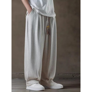 Verão novo estilo chinês linho calças casuais homens estilo chinês solto Bloomers algodão linho Tai Chi calças de perna 
