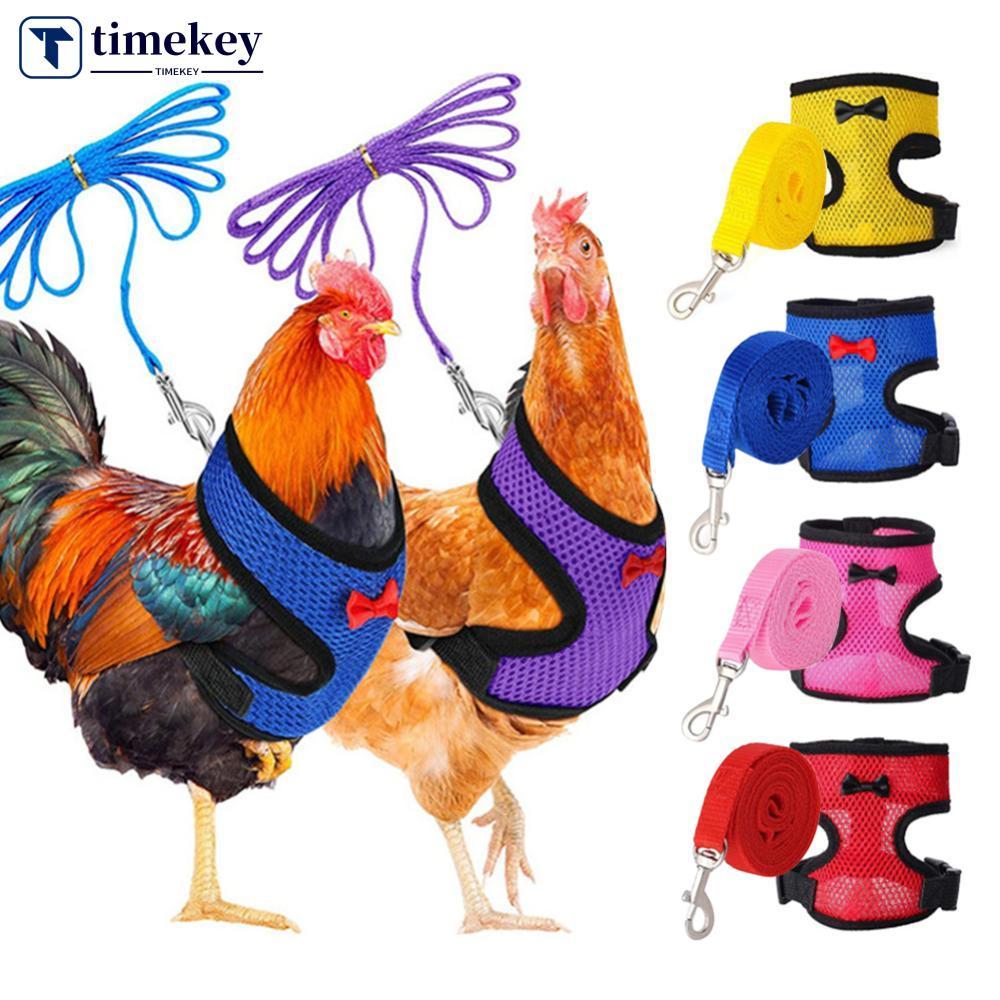 TIMEKEY Malha Respirável Frango Pato Colete Trelas Aves Galinha Arnês Para Animais De Estimação Com Treinamento Correspo