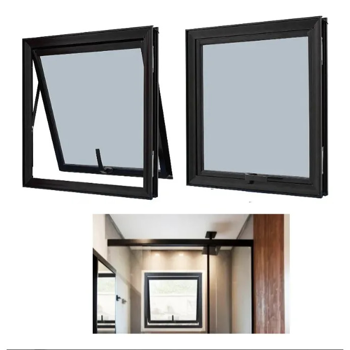Janela Banheiro Vitro Max Ar 60x60 Alumínio Preto Linha 25 Preto