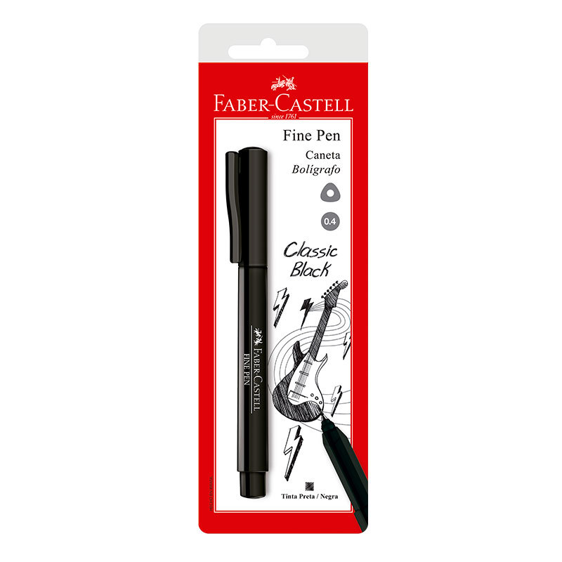 Caneta hidrográfica Fine Pen Preta SM/FPBPRZF com 1 unidade Faber-Castell