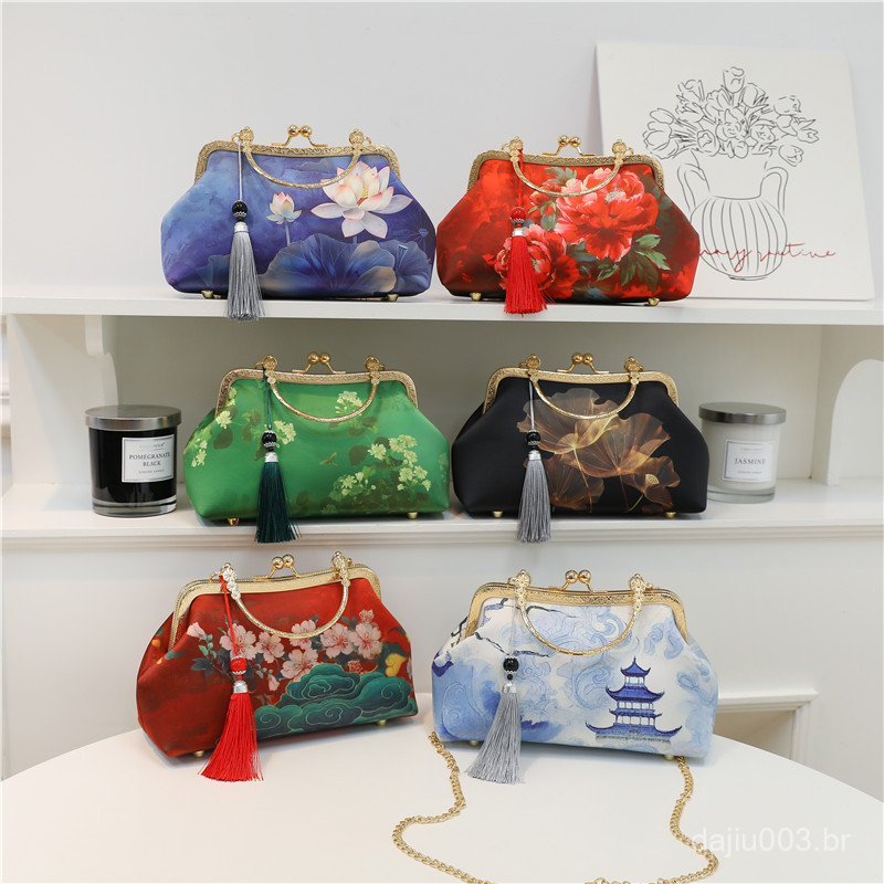 ⭐ ⭐ Bolsa feminina, bolsa de mão, bolsa com fecho, bolsa estilo cheongsam, bolsa transversal estilo chinês, bolsa de noi