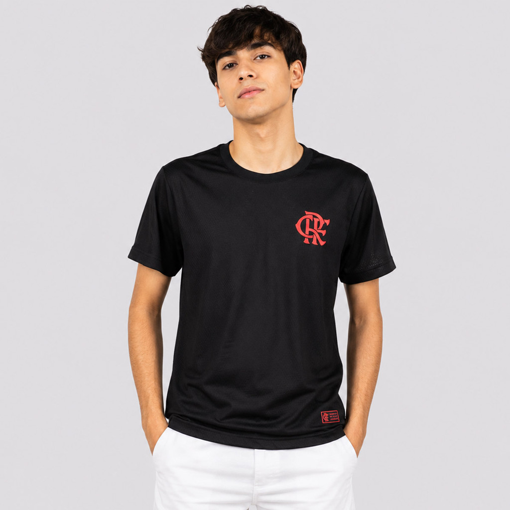Camiseta Flamengo Dry Texturizada Juvenil Preta