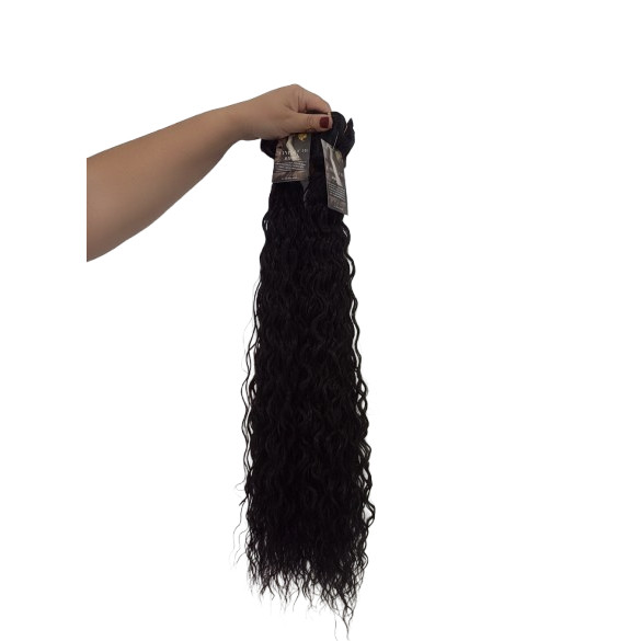 Aplique Cabelo 100% Semi Humano Na Tela Castanho Cacheado 70cm igual Brasileiro do Sul