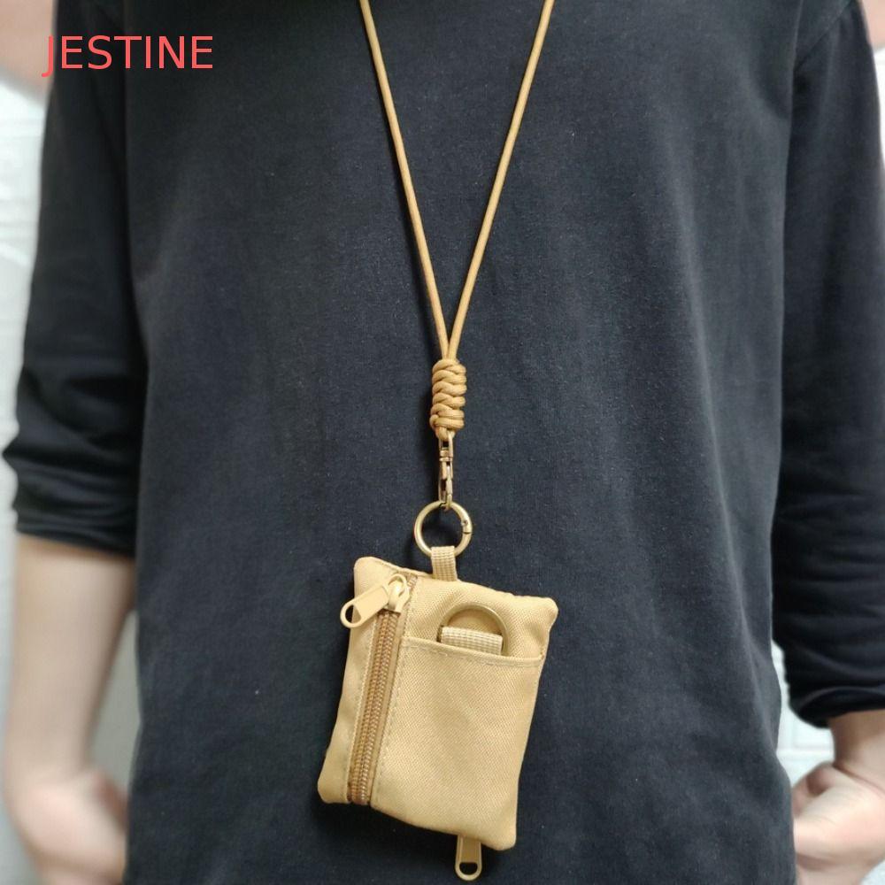 JESTINE Oxford Cloth Mini Carteira , Bolsa De Moedas Quadrada Casual Pendurada No Pescoço , Nylon Com Cordão Porta-Cartõ