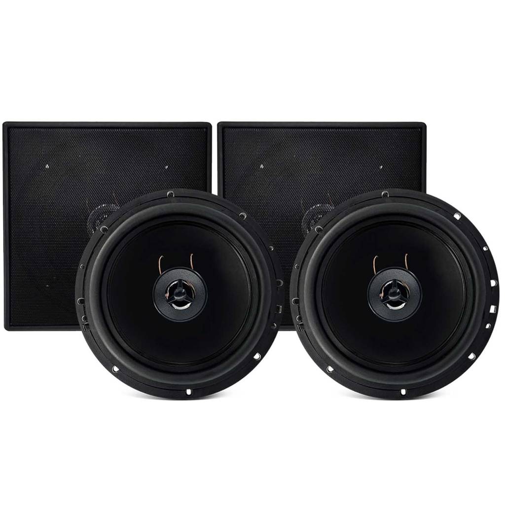 2 Arandelas Passivas Caixa De Som 70w Quadrada Preta Leson