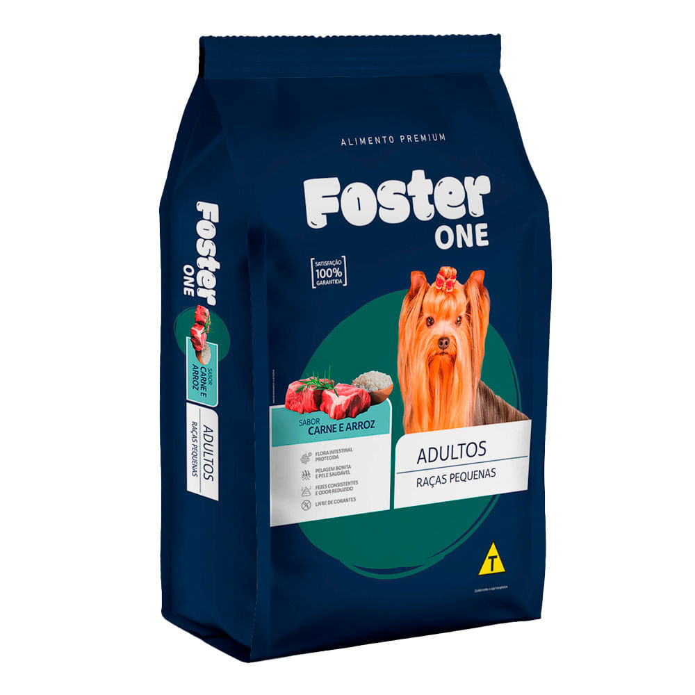 Ração Para Cão Foster One Adultos Raças Pequenas Carne e Arroz 10,1Kg