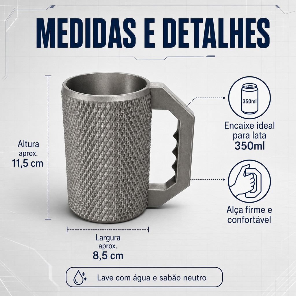 Caneca Porta Lata 3D Com Alça Suporte Para Latinha Bebida Churrasco Bar Presente Criativo