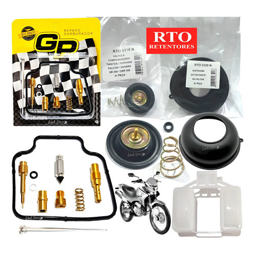 Reparo Carburador + Boia + Diafragma Pistonete + Válvula Honda NX 400 Falcon