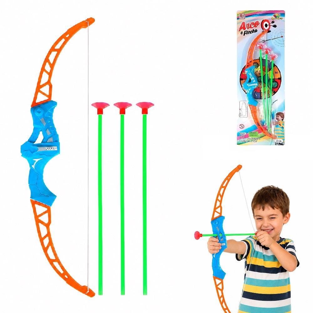KIT ARCO FLECHA INFANTIL TIRO ALVO SUPER MIRA PONTARIA ARQUEIRO 3 FLECHAS VENTOSA