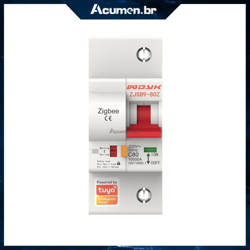Interruptor de ar 80A 100A 125A 1-4 pinos Zigbee3.0 Compatível com Alexa, Google Home, Disjuntor, Tuya, Proteção