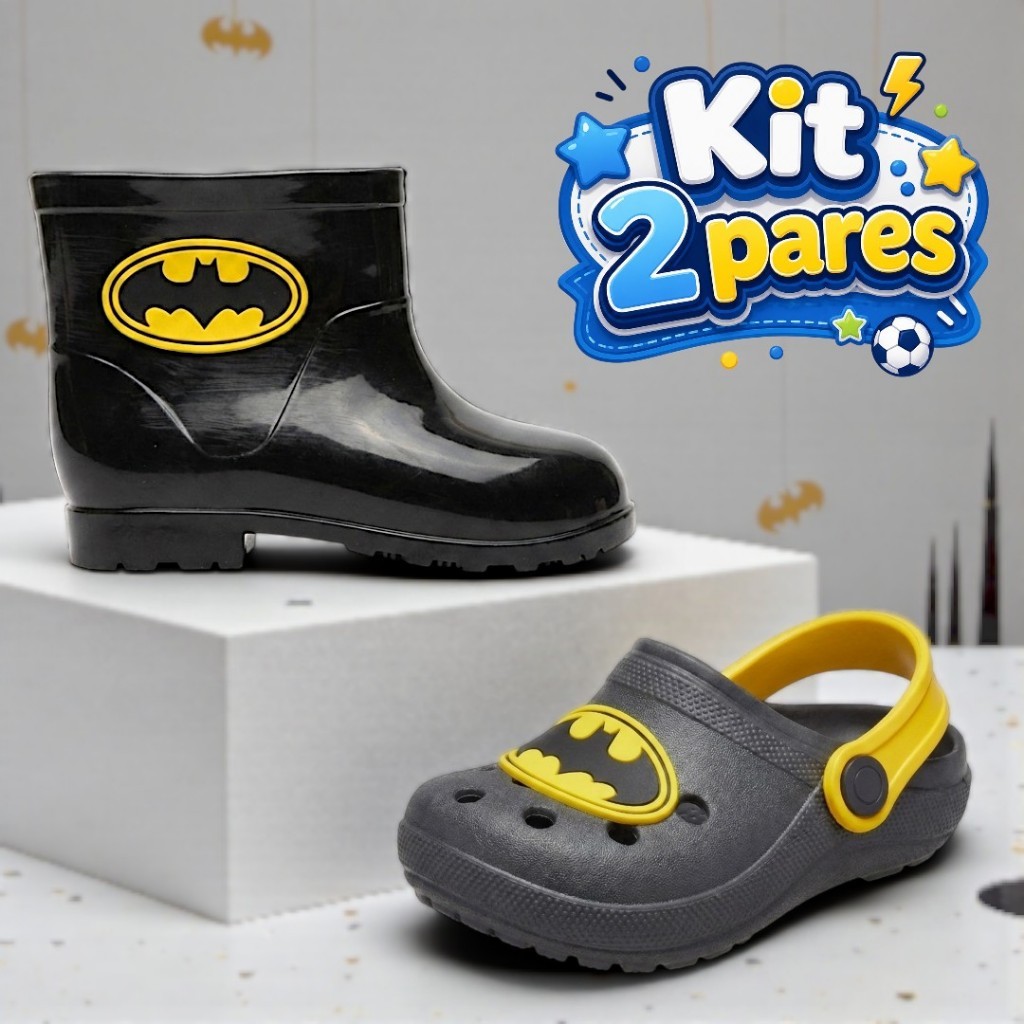 Kit 2 Pares Infantil Menino Galocha e Babuche Leve e Divertido