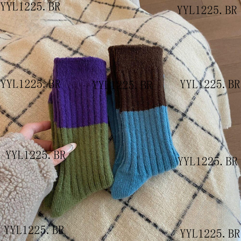 Meias De Lã De Cano Médio WATTLE , Quentes De Inverno Estilo Coreano Espessadas Curtas Retrô Para Uso Externo