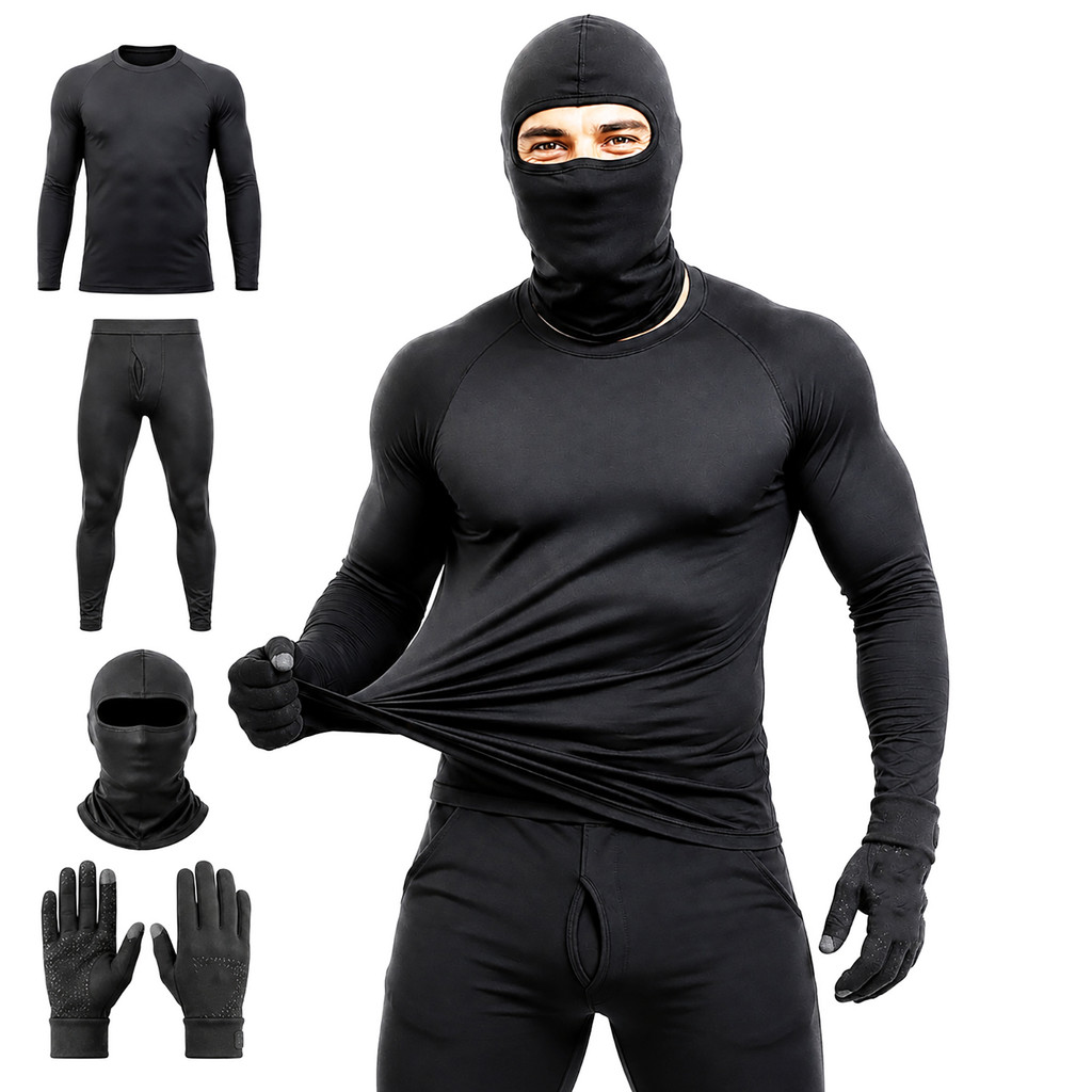 Kit Térmico Moto Masculino 4 Peças Segunda Pele Inverno Com Balaclava E Luva Touch — imagem 2 de 2