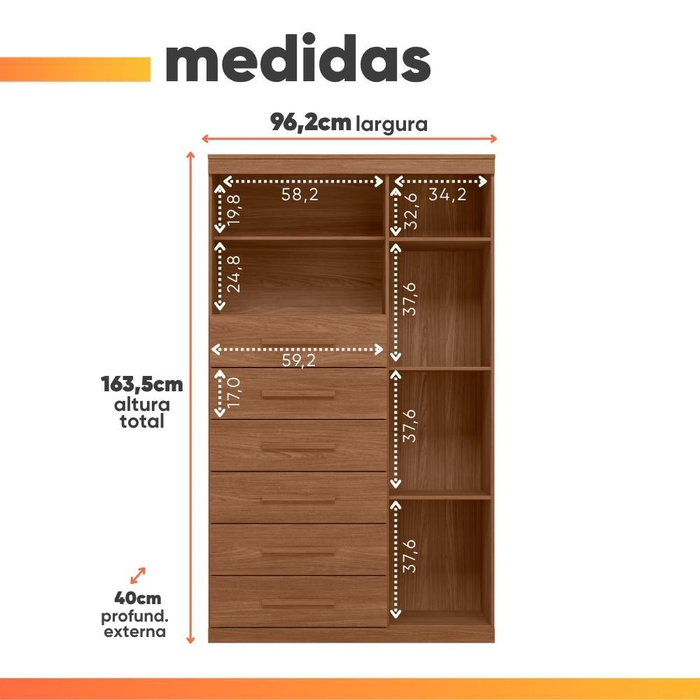 Cômoda Multiuso 6 Gavetas 1 Porta com Prateleiras Atena · foto 2