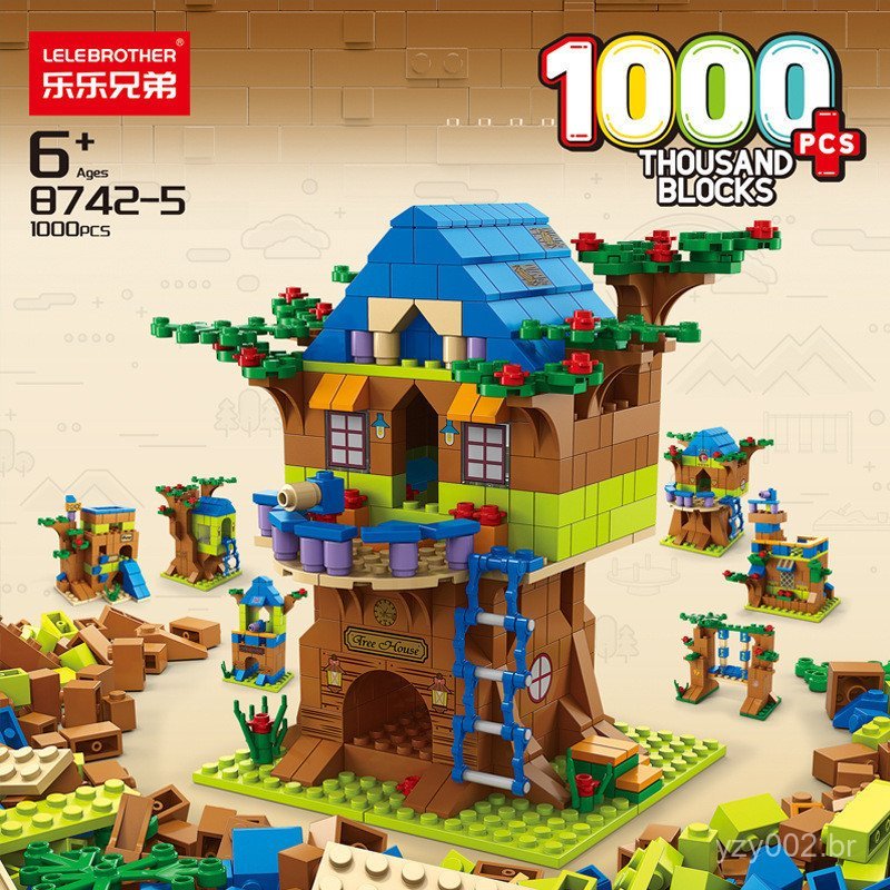 500 peças de blocos de montar Lego para casa na árvore na selva, modelo de construção de villa-fortaleza para meninos e
