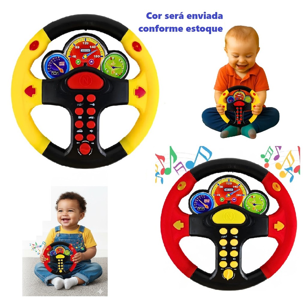 Brinquedo Volante Musical Infantil Com Led Som E Buzina