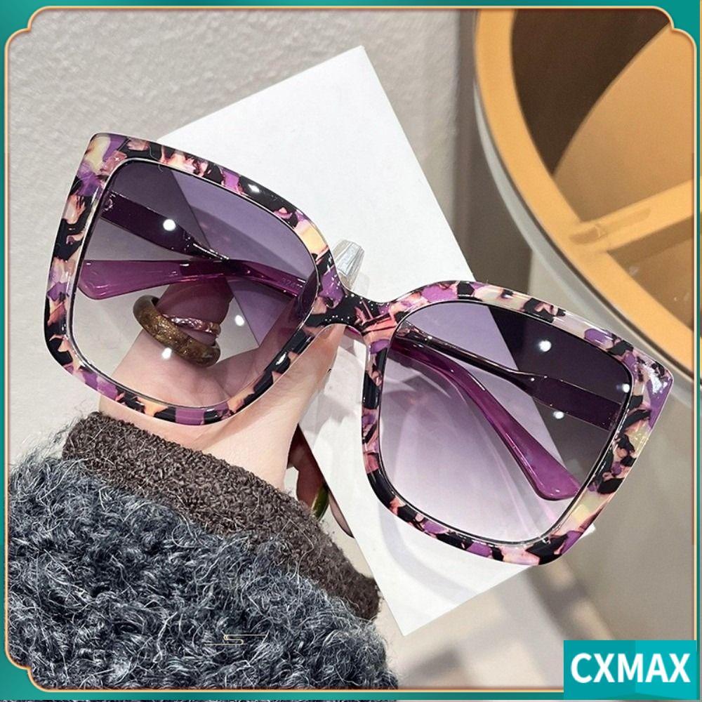 Óculos De Sol Femininos CVMAX , Com Padrão Floral Gradiente Lente Roxa , Para Festa , Armação Quadrada Grande , Novidade