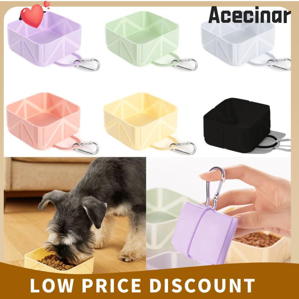 Tigela Dobrável Para Cães ACECINAR , Prato De Viagem De Silicone Animais De Estimação De 500ML , Com Mosquetão E Gatos
