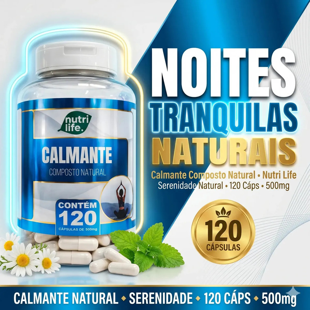 Calmante Composto Natural Nutri Life para Aliviar Estresse, em Cápsulas