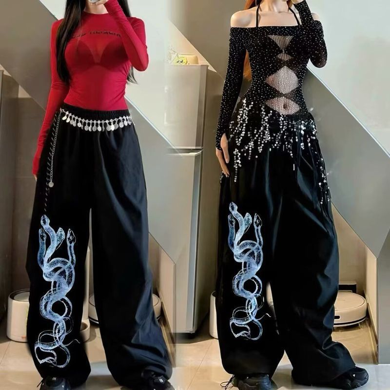 Americano Original solto Casual Jazz verão impresso Sweatpants hip hop mais gordura grande dança calças hip-hop calças d